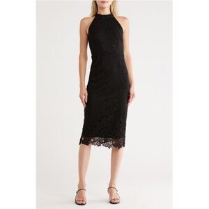 NSR Black Norma Halter Midi Dress XS